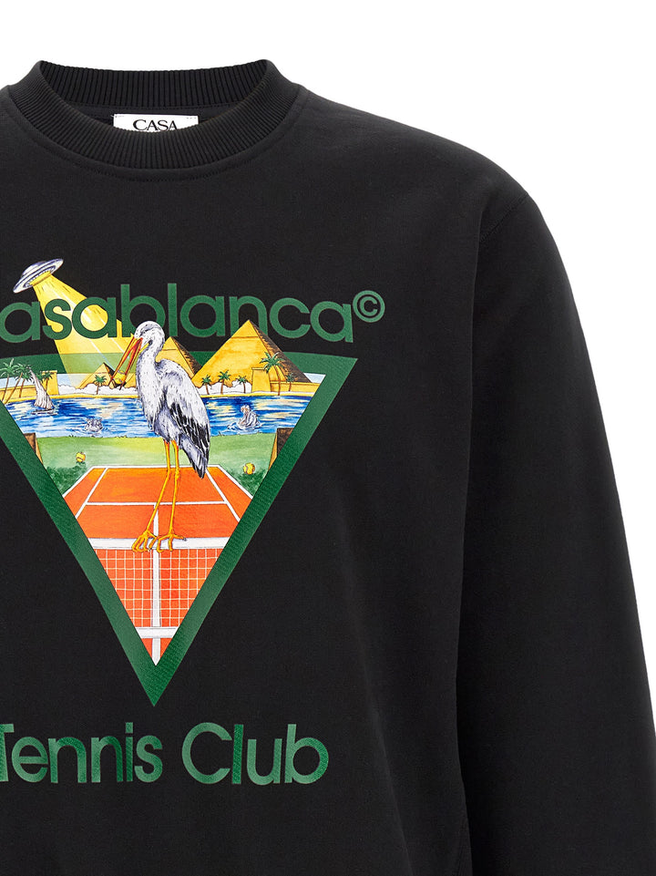 Casablanca Tennis Club Sweatshirt - Black | 0588da97bef7fdec202703704e156b3a1d640f7f