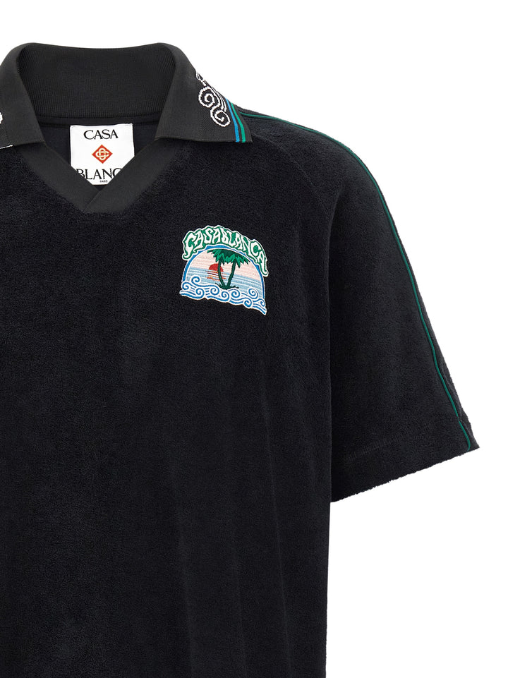 Casablanca Towelling Polo - Black | 1d769933a54d8b55e1c2a777959d0ca30629a19c
