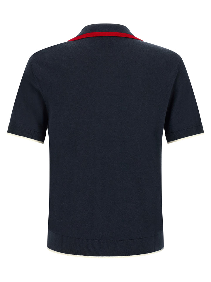 Casablanca Knit  Shirt With Zip Polo - Blue | c311661537ea3880b203ab602403c9744fc65eb3