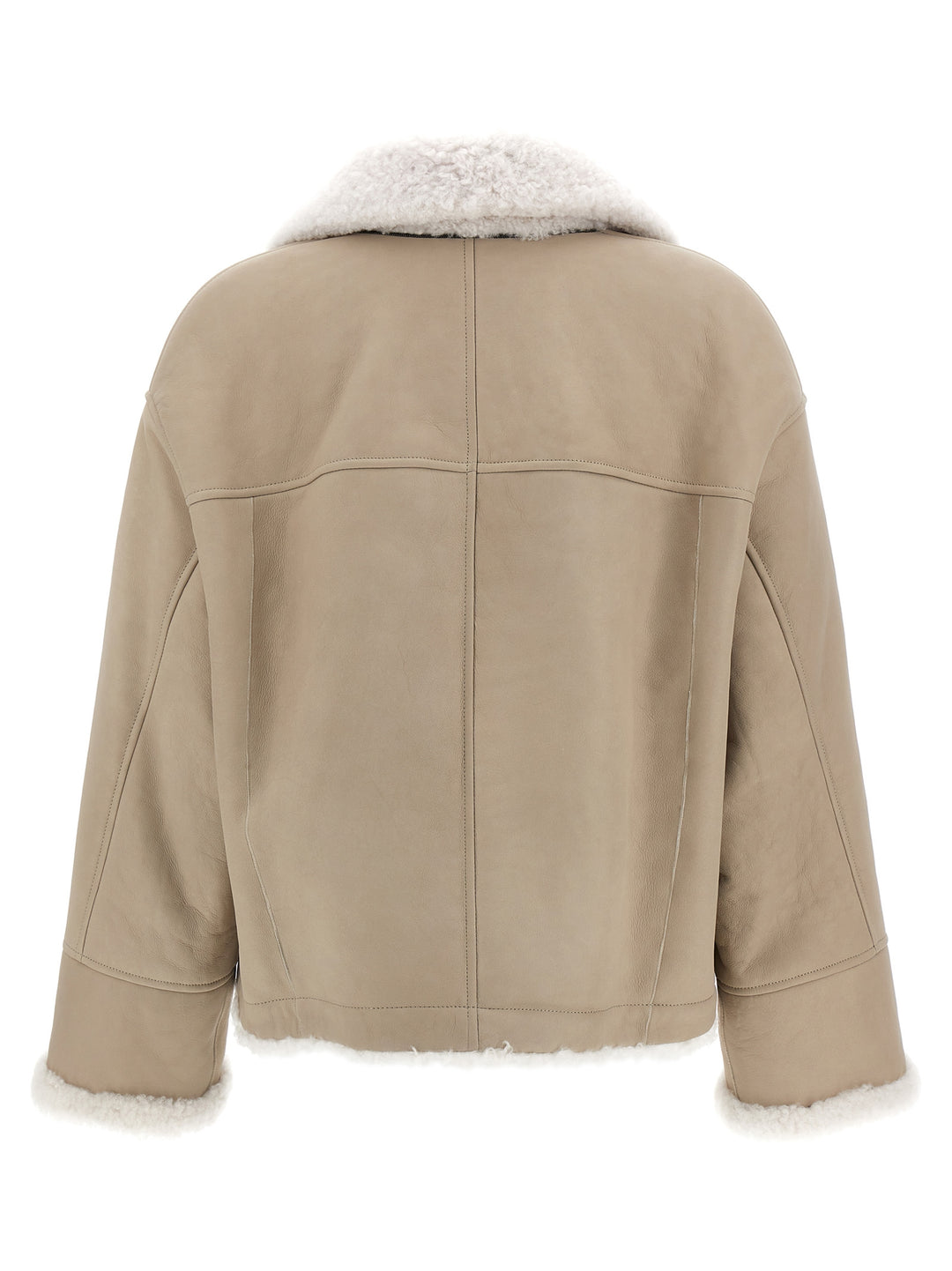 Leather Sheepskin Jacket Fur Beige