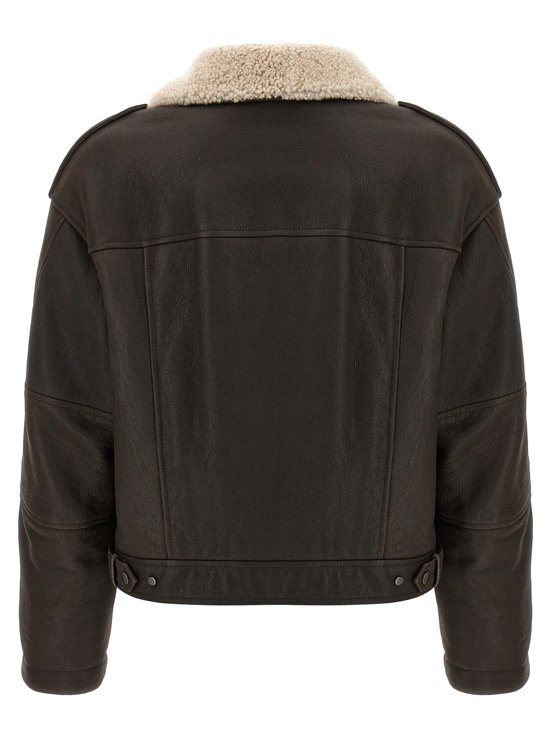 Shearling Leather Jacket Fur Brown