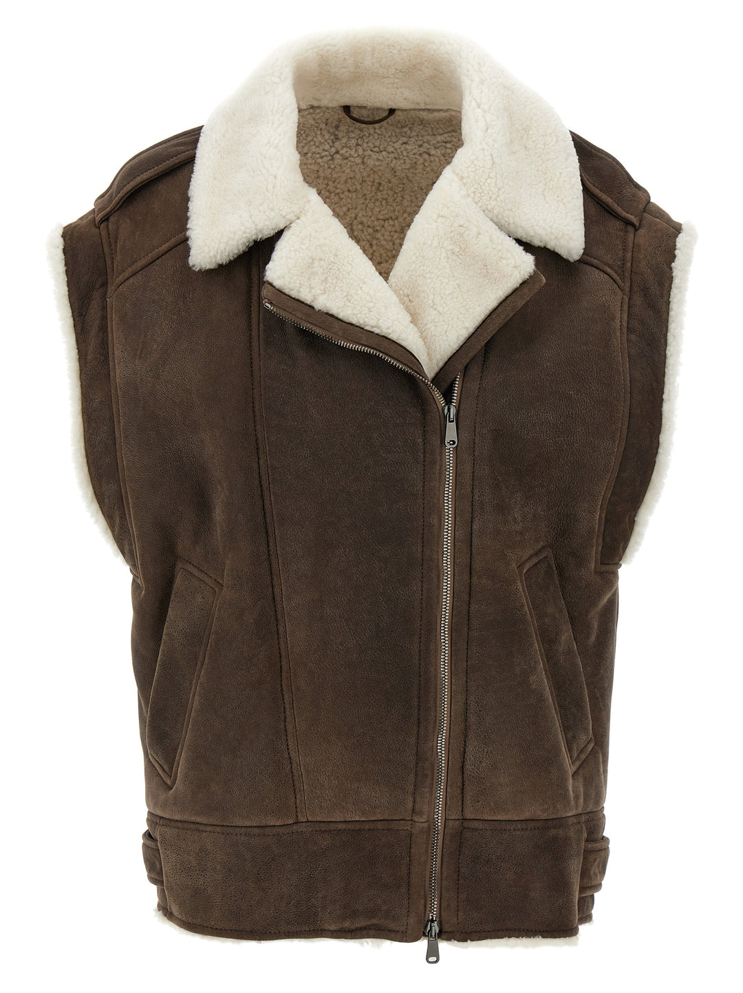 Shearling Vest Fur Brown