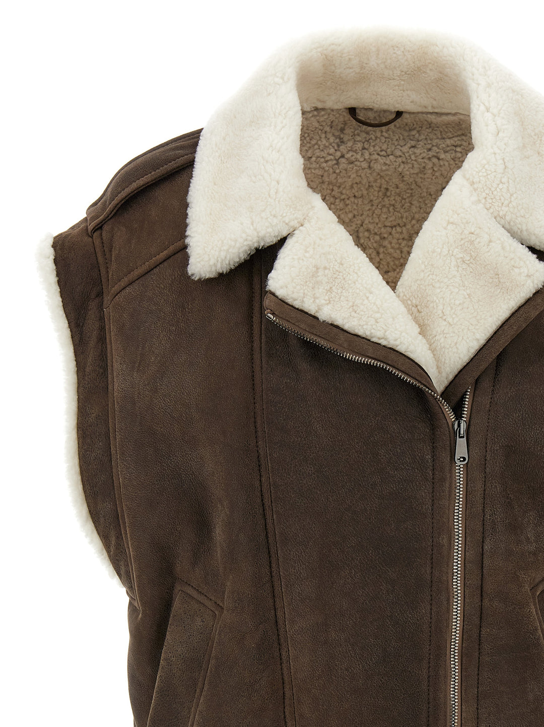 Shearling Vest Fur Brown