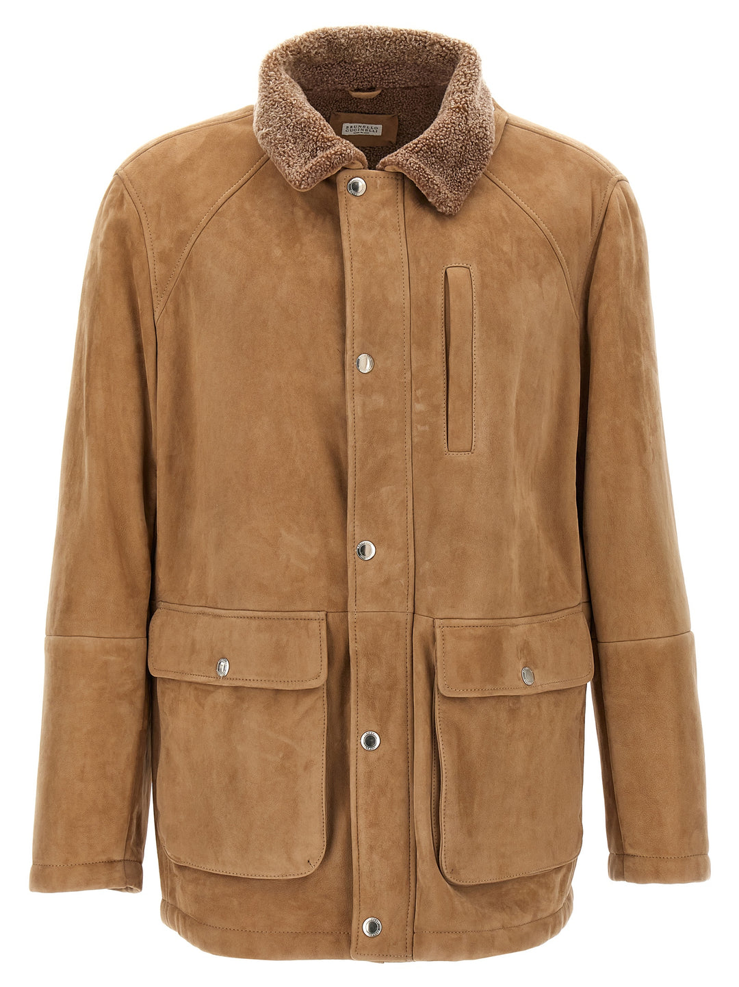 Single-Breasted Sheepskin Jacket Casual Jackets, Parka Beige