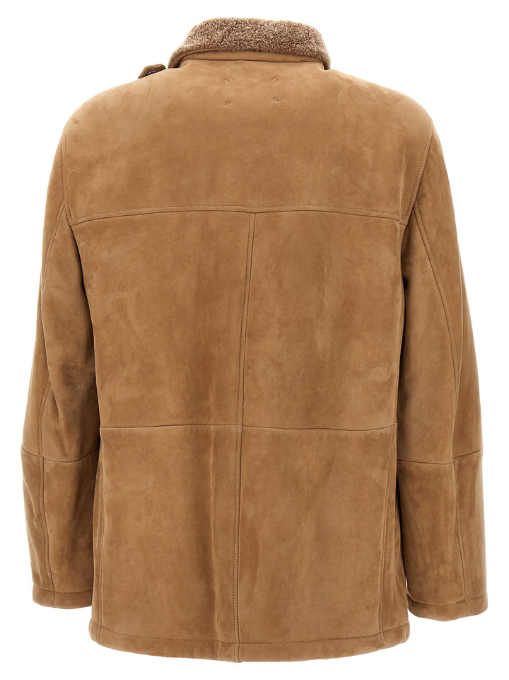 Single-Breasted Sheepskin Jacket Casual Jackets, Parka Beige