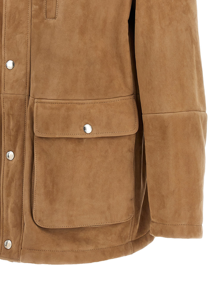 Single-Breasted Sheepskin Jacket Casual Jackets, Parka Beige