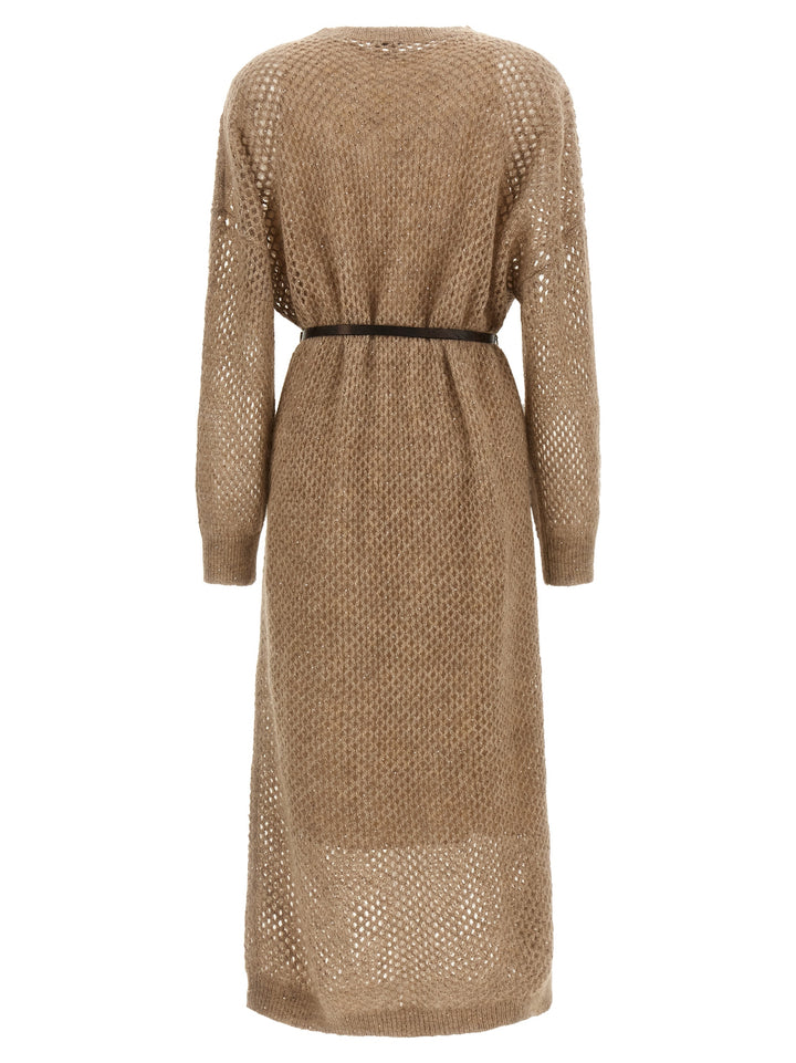 Brunello Cucinelli Dazzling Net Dresses - Beige | 792c960c7fdef7760dac893a8e7b2f2afb01331c