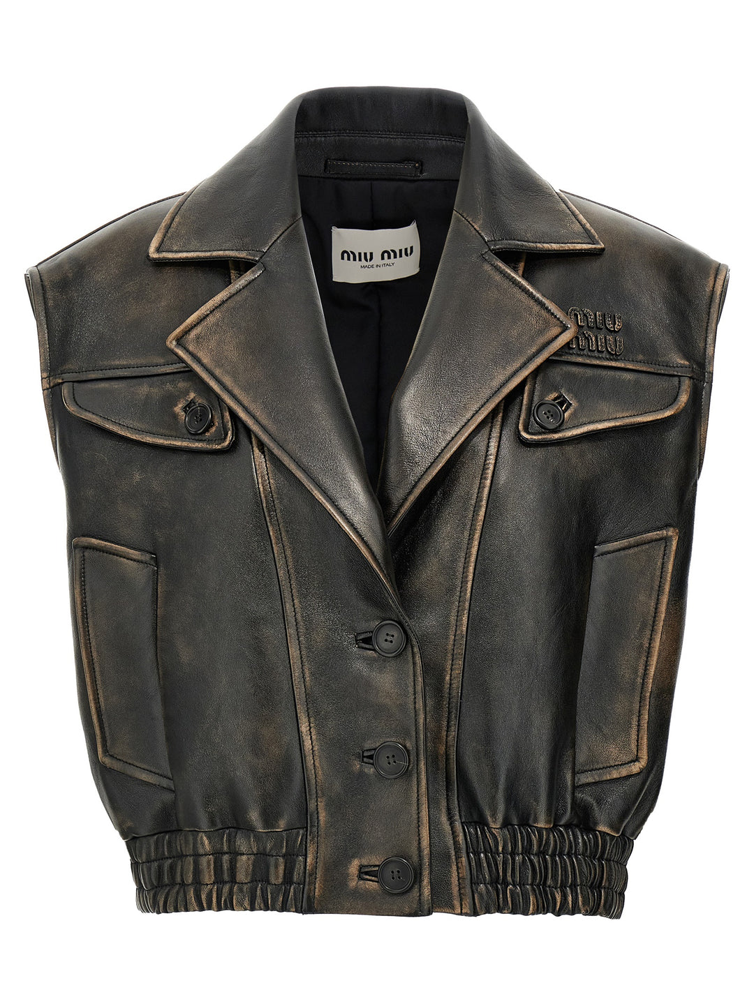 Miu Miu Logo Nappa Vest Gilet - Brown | 757034be5ec8f569d2eb079fa3e389c8153e3a1a