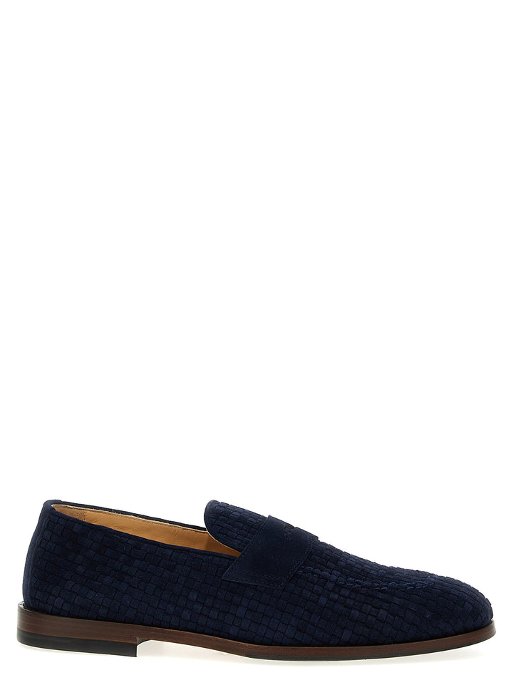 Woven Suede Loafers Blue