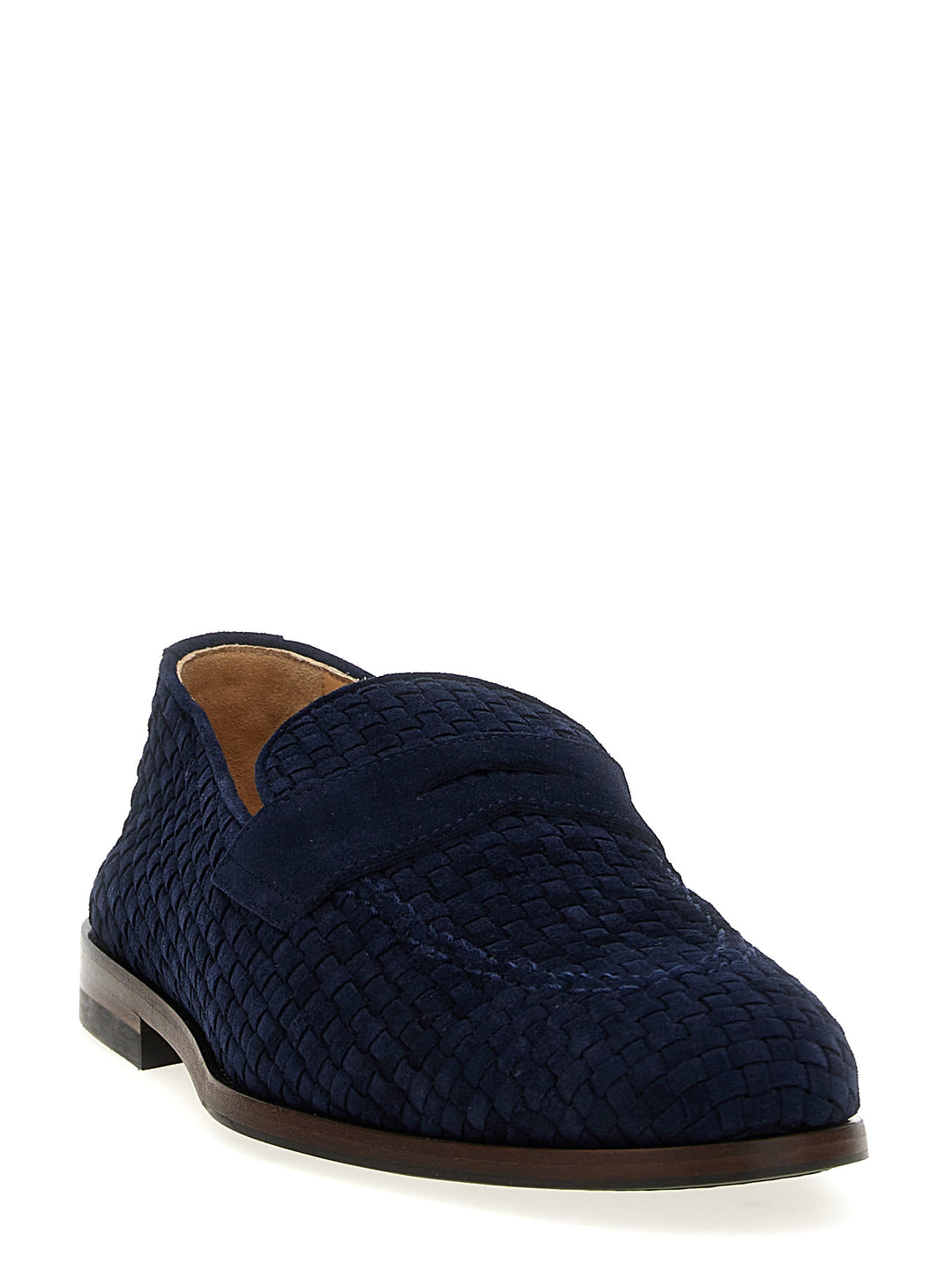 Woven Suede Loafers Blue