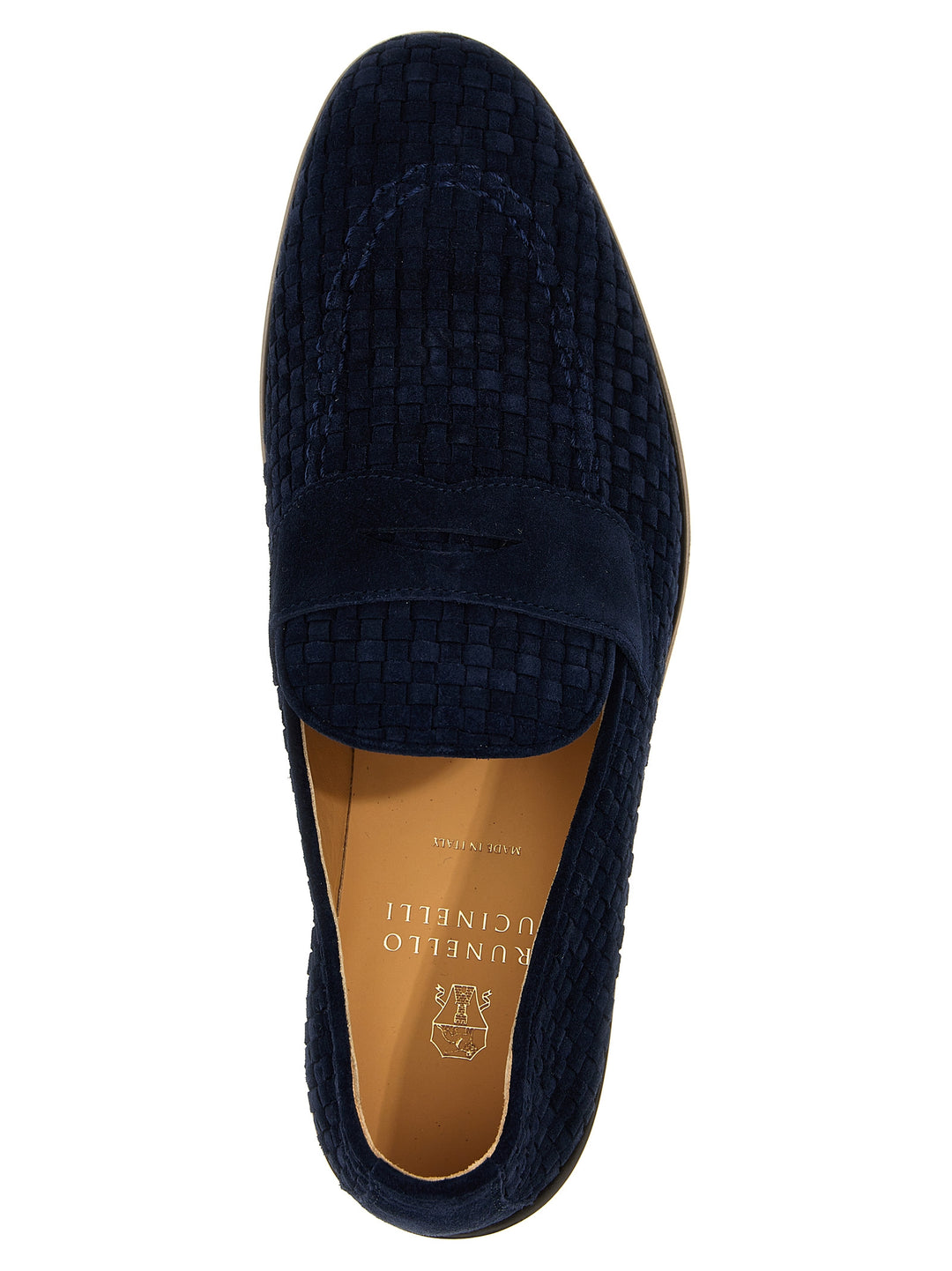 Woven Suede Loafers Blue