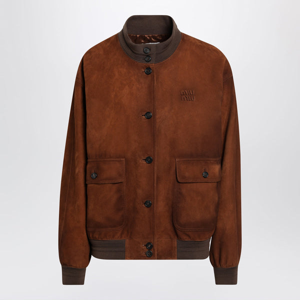 Waxed Suede Leather Jacket In Chestnut