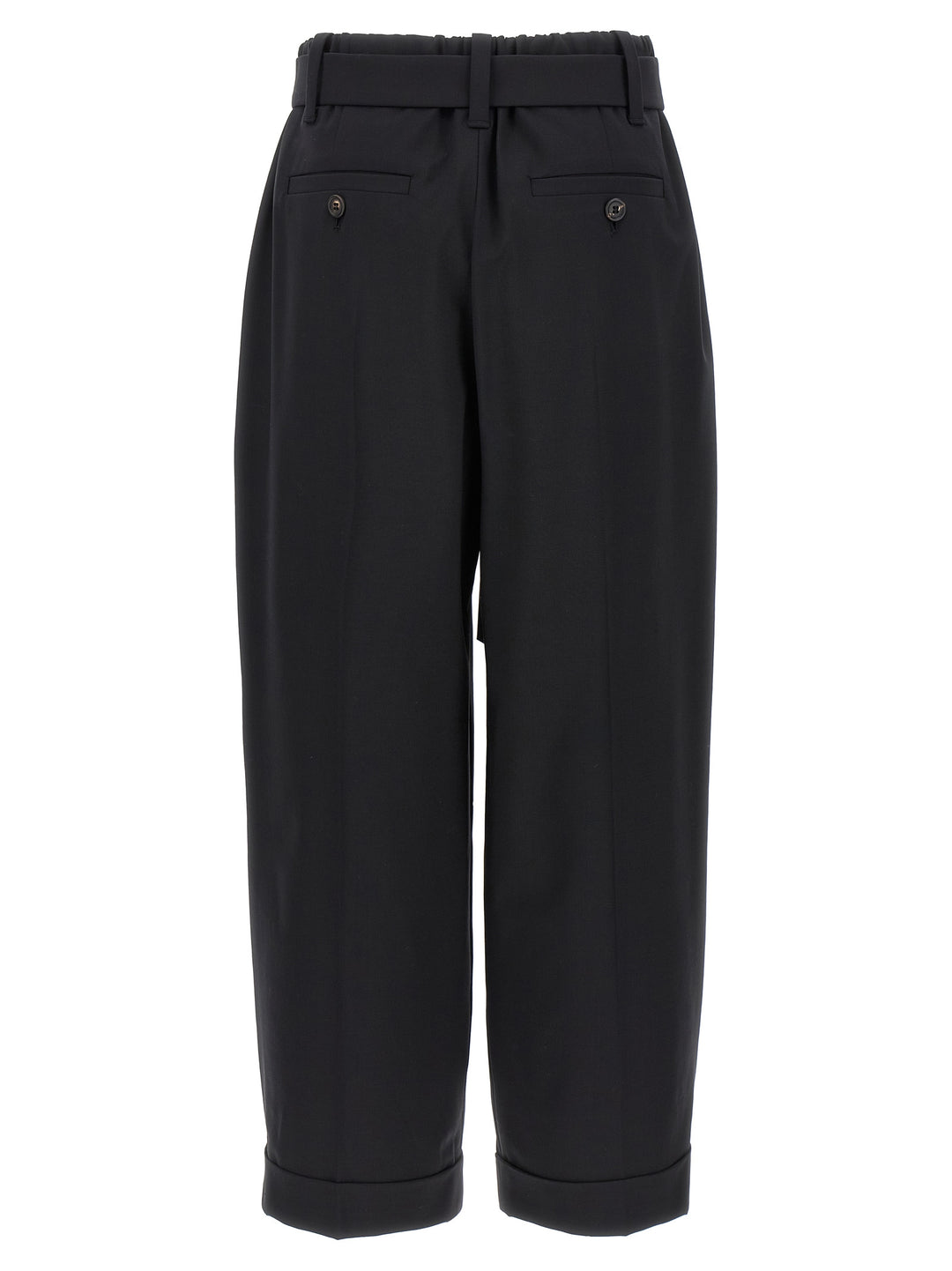 Brunello Cucinelli Belt Wool Pants - Black | 2bc28616890fdcfe8f049ff728878b8339405402
