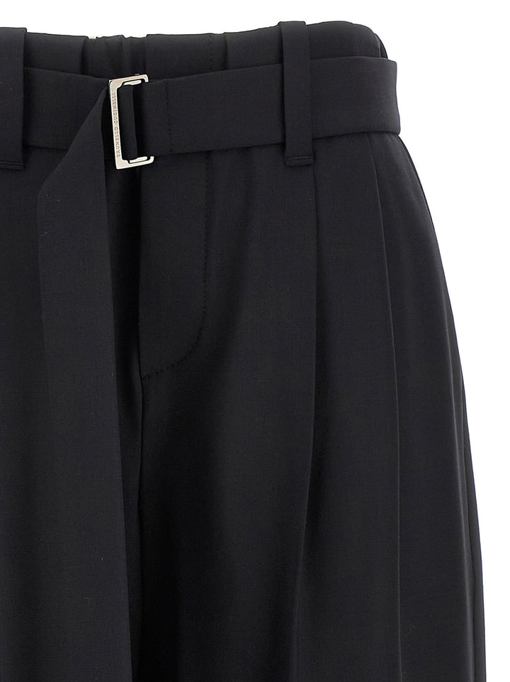 Brunello Cucinelli Belt Wool Pants - Black | d69bf81f471f7f3b6995b84e463b5588eb634320