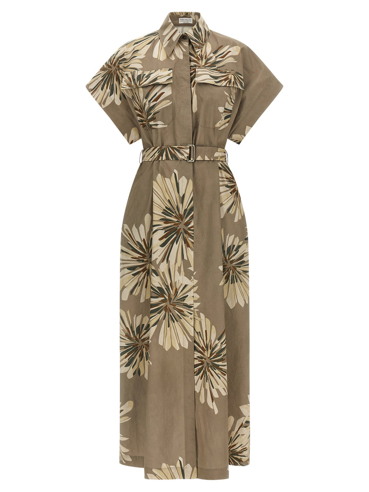 Brunello Cucinelli Chemisier Dress Dresses - Green | 7de28a801cbb4dfdfd2bb730b62e220c3df511a6