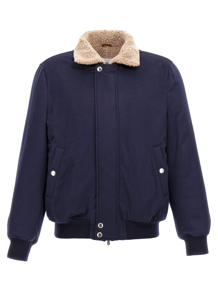 Cashmere Bomber Jacket Casual Jackets, Parka Blue