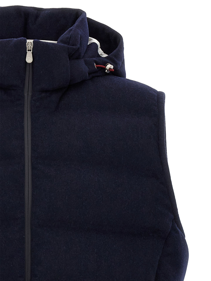 Padded Wool Vest Gilet Blue