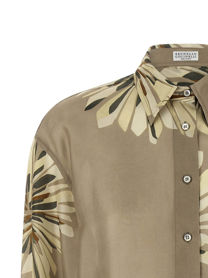 Brunello Cucinelli Floral Patterned Shirt Shirt and Blouse - Green | fa10fd2a66cc9e1e82727a297ebba775ddf7a3aa