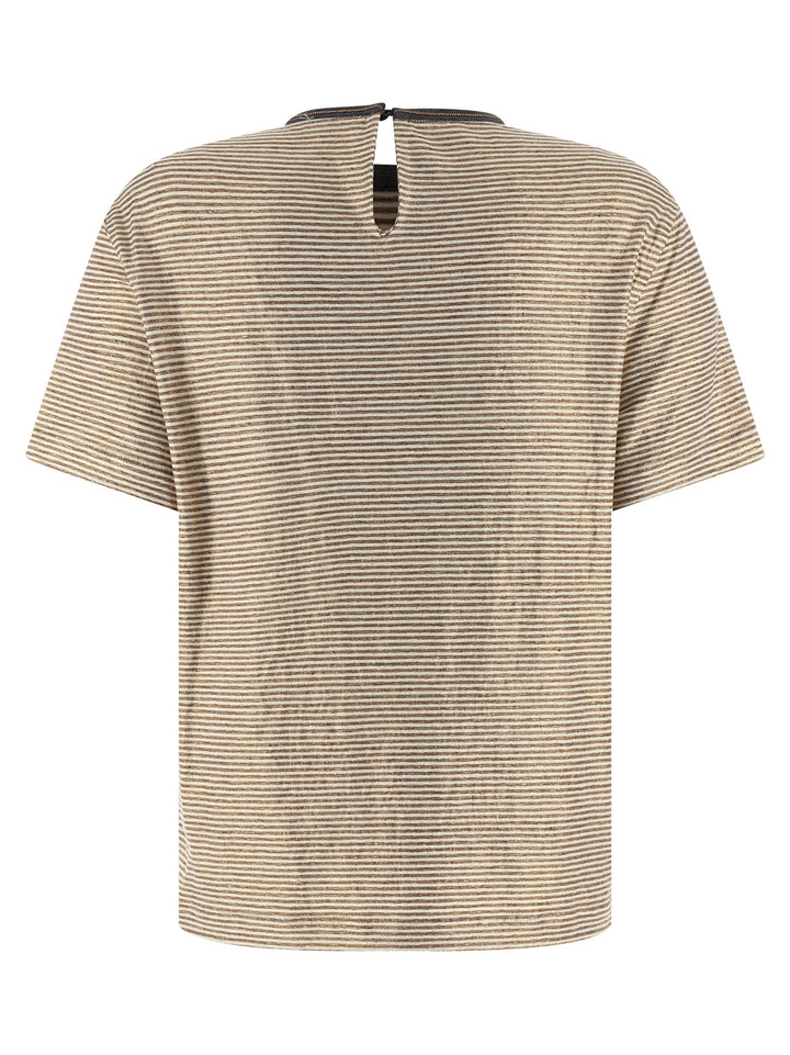 Brunello Cucinelli Shiny Collar Detail T-shirt - Multicolor | 4270f34e61dfa21ad0caca620689caf4417f2752