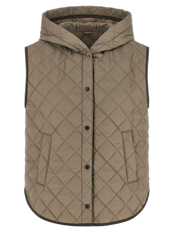 Brunello Cucinelli Quilted Vest Gilet - Brown | 200f3acda5451b5c85a7152df020566036eb9fbe