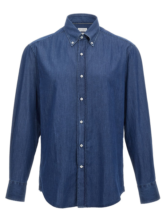Chambray Shirt Shirt And Blouse Blue