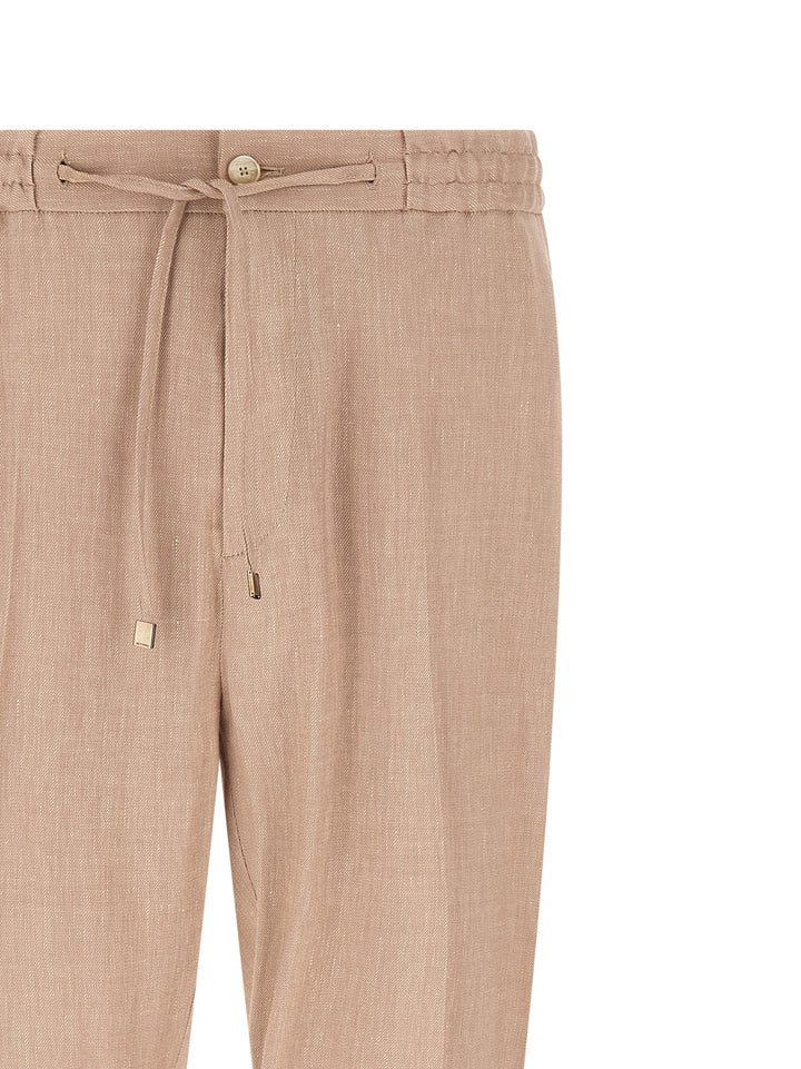 Etro Flamed Linen Joggers Pants - Beige | 58873d0398fb266ff043e865c291a6a6a875cfa0