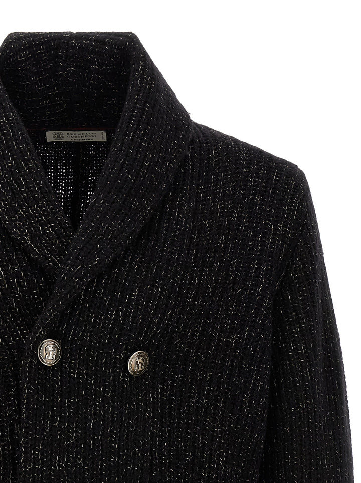 Brunello Cucinelli Double-Breasted Cardigan Sweaters and Cardigans - Black | 37c75ce3b4b3501ed7b6620f13a3538962e5d18e