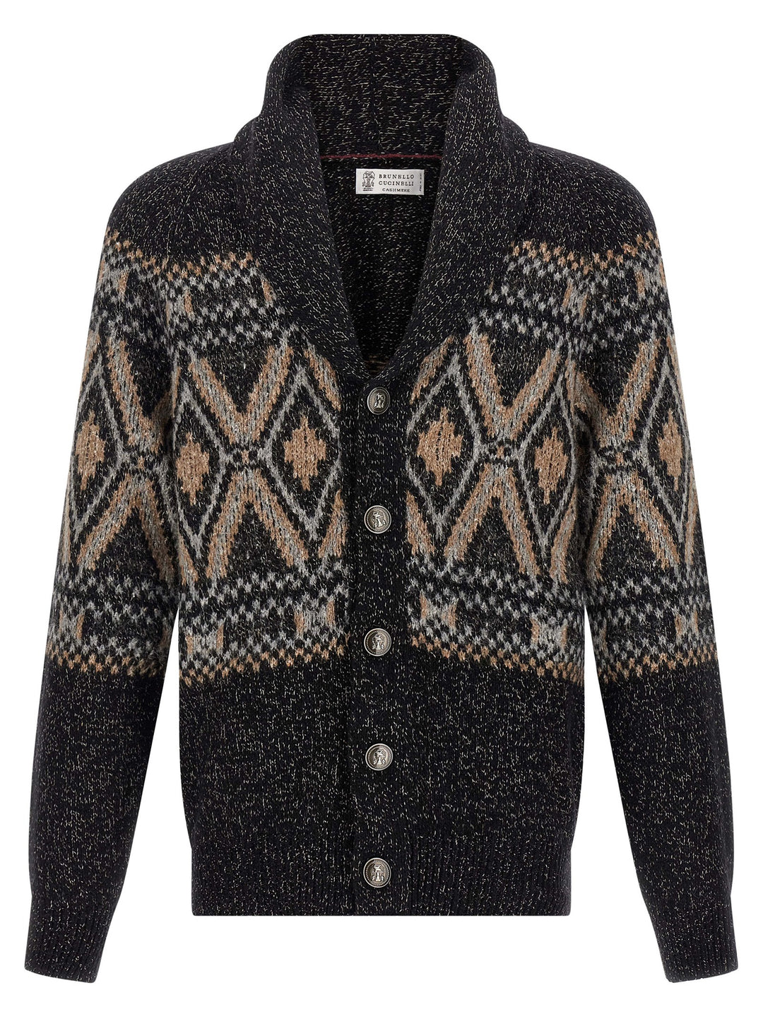 Brunello Cucinelli Geometric Jacquard Cardigan Sweaters and Cardigans - Multicolor | d24c5cc249cff5ea5d537a550a3707fc32c7b7f3