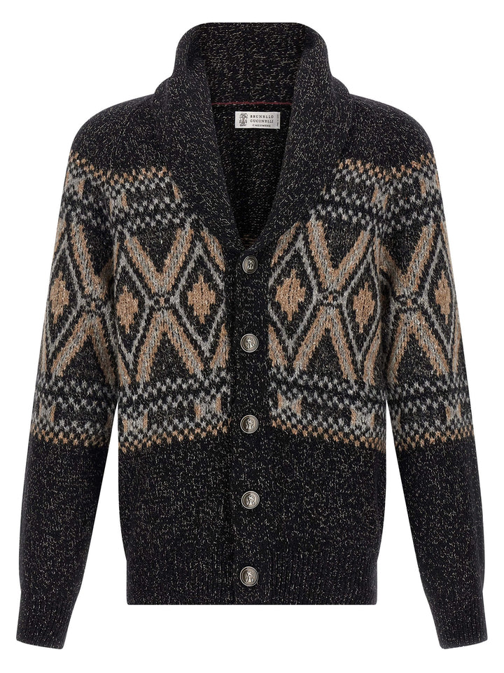 Brunello Cucinelli Geometric Jacquard Cardigan Sweaters and Cardigans - Multicolor | d24c5cc249cff5ea5d537a550a3707fc32c7b7f3