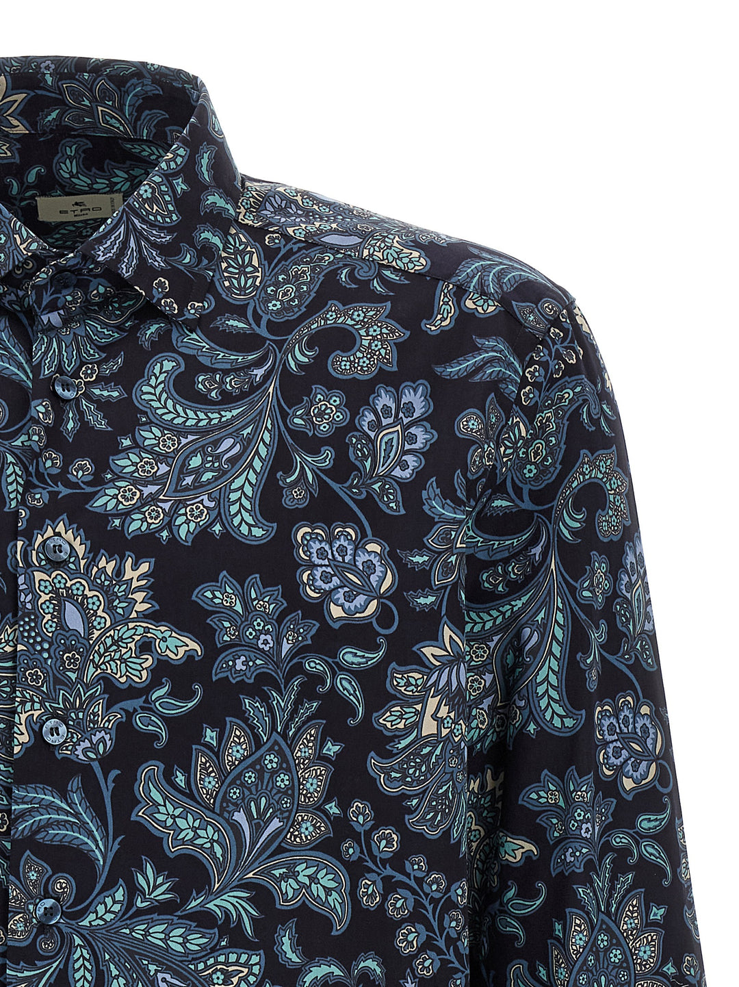 Etro Floral Paisley Cotton Shirt Shirt and Blouse - Blue | 12981b63ea6b84fc4950b78e220534684bfa5052
