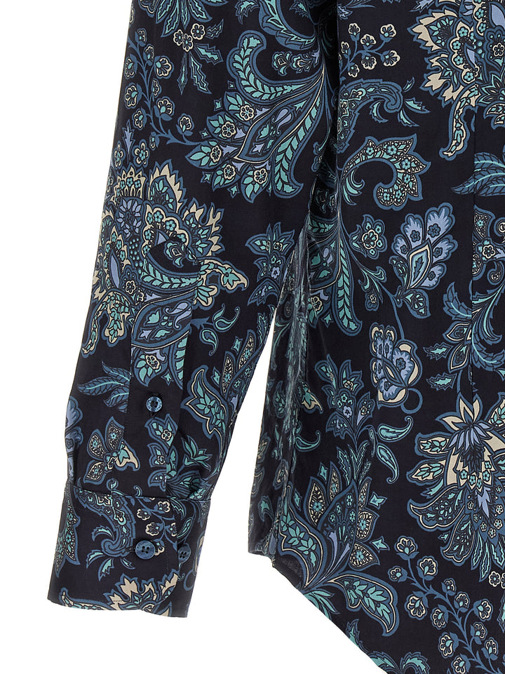 Etro Floral Paisley Cotton Shirt Shirt and Blouse - Blue | 658b23efff298d91c5e706395d57a619c09fbdad