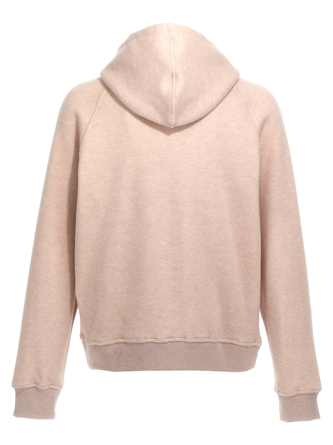 Logo Embroidery Wool Hoodie Sweatshirt Beige