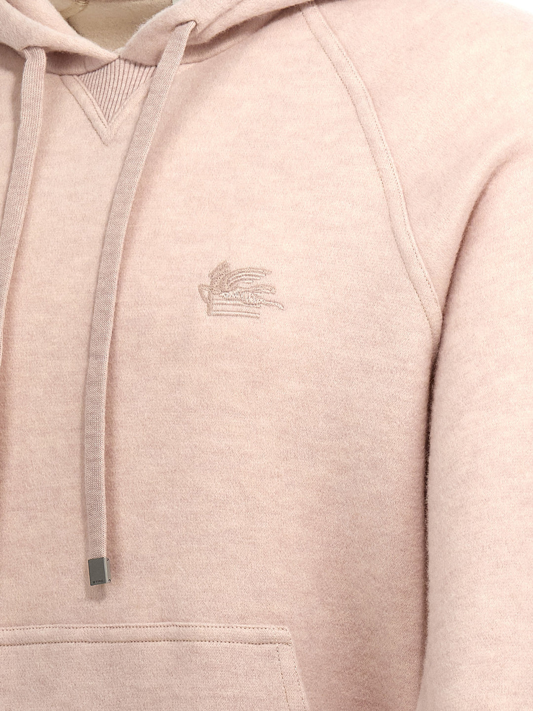 Logo Embroidery Wool Hoodie Sweatshirt Beige