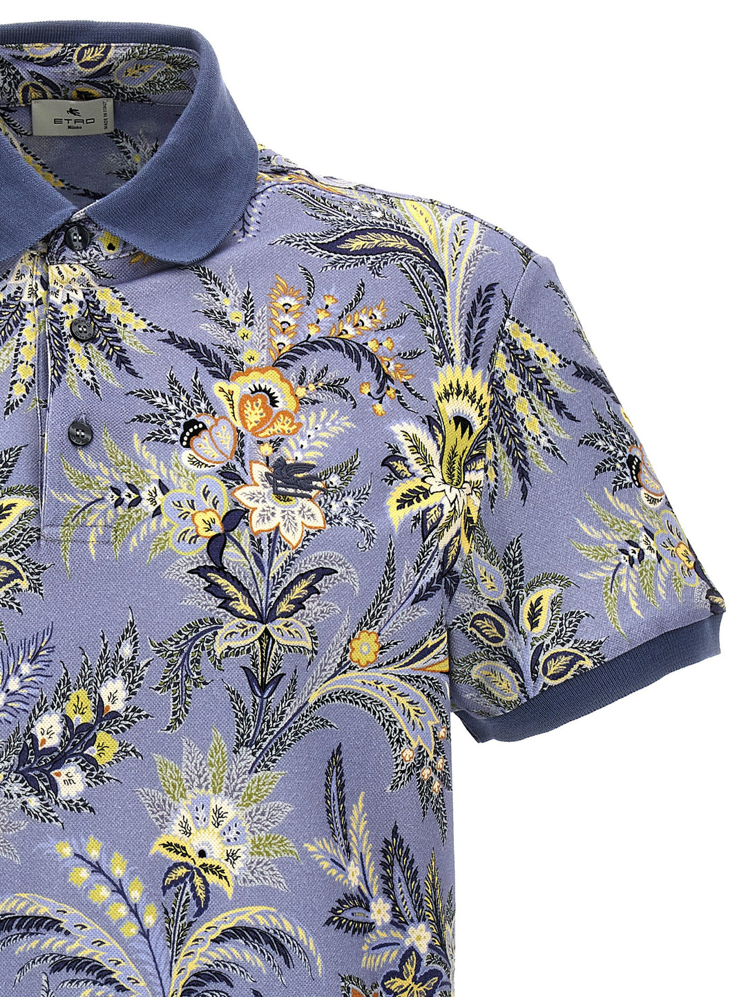 Floral Print  Shirt Polo Light Blue