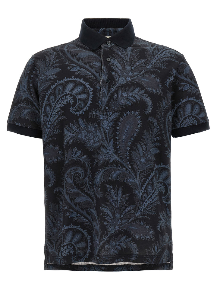 Etro Paisley Flowers Polo - Blue | 163c2cedc4dc41dc347edb7086e46a8d6df3751d