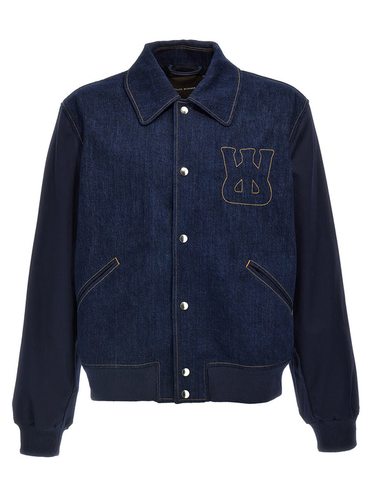 The Echo Denim Varsity Puffer Jackets Blue