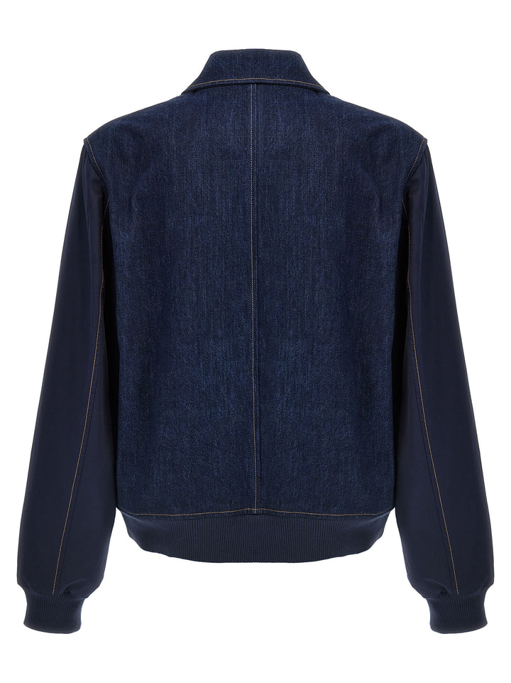 Wales Bonner The Echo Denim Varsity Puffer Jackets - Blue | 17d14773806865248941f85abd6f31f58af902a7