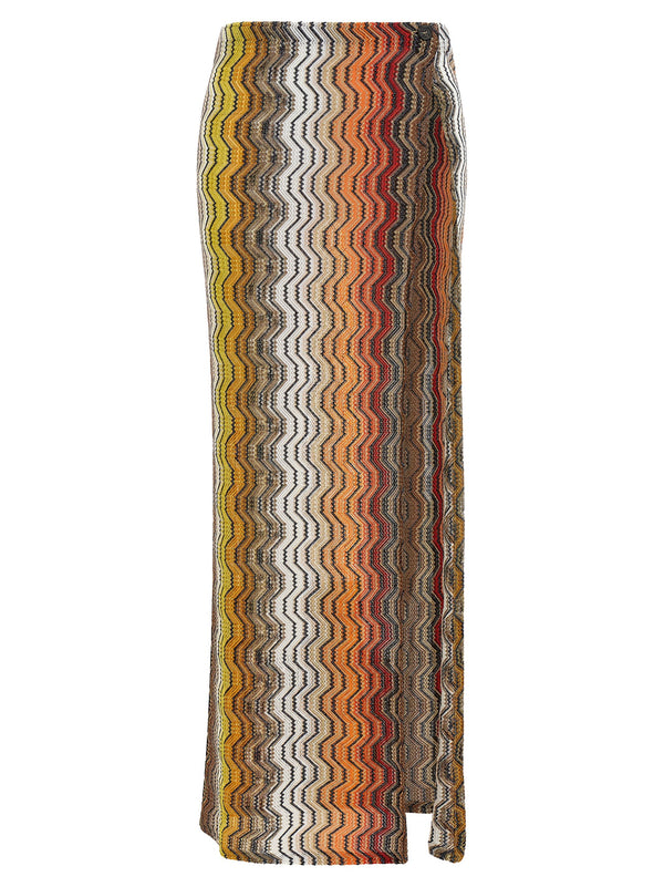 Greek Zig Pattern Raschel Skirt Skirts Multicolor