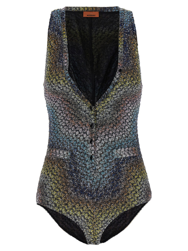 Zigzag One-Piece Swimsuit Beachwear Multicolor