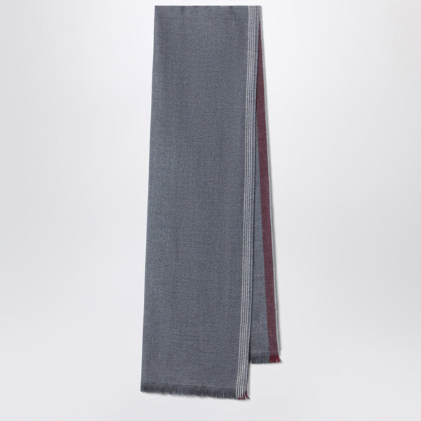 Dark Grey/Burgundy/Sand Scarf In Wool And Cashmere