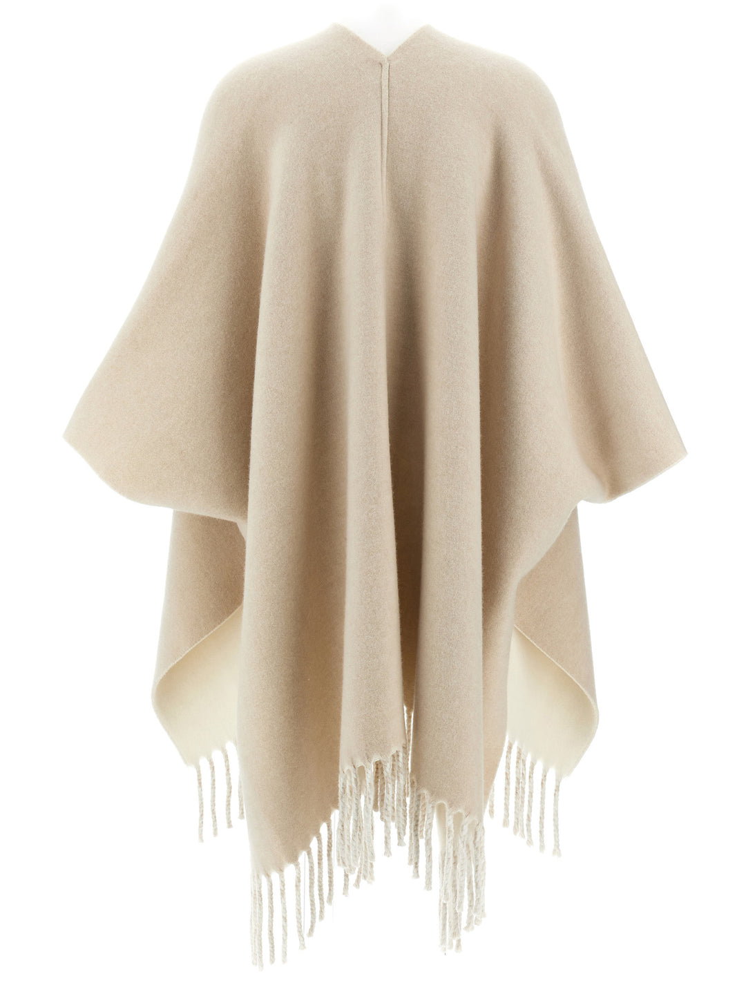 Fringed Poncho Capes Beige