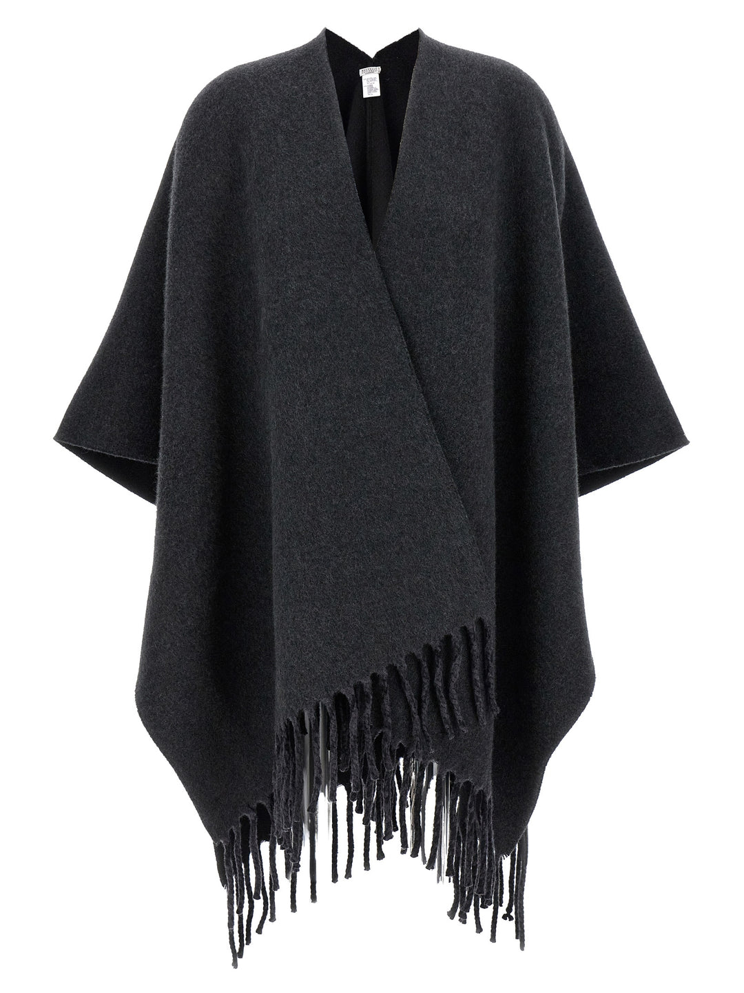 Reversible Fringed Poncho Capes Gray