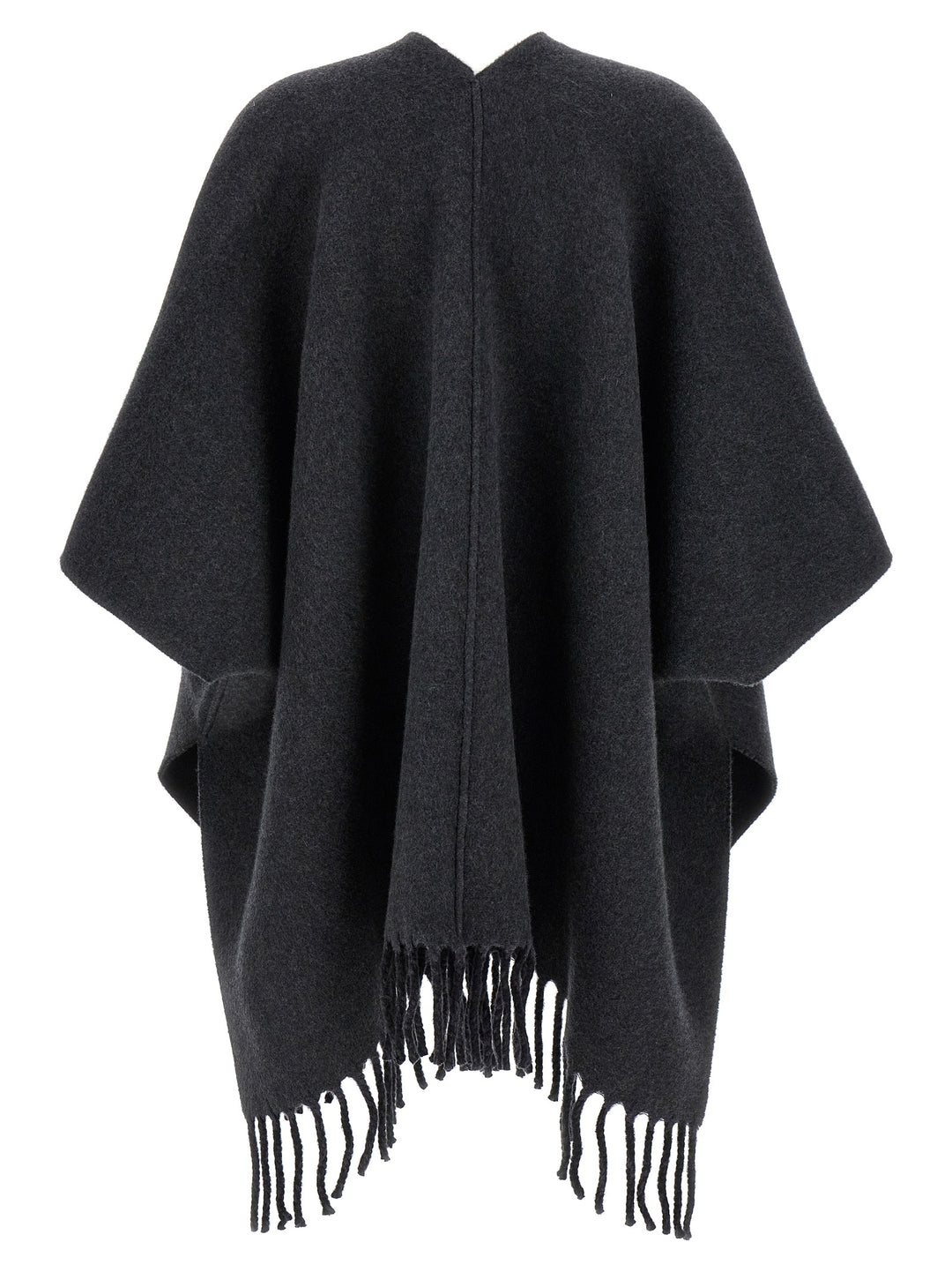 Reversible Fringed Poncho Capes Gray