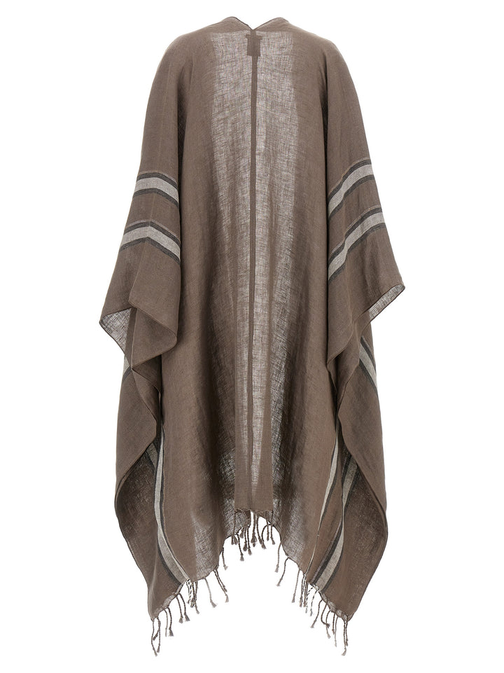 Linen Poncho Capes Gray