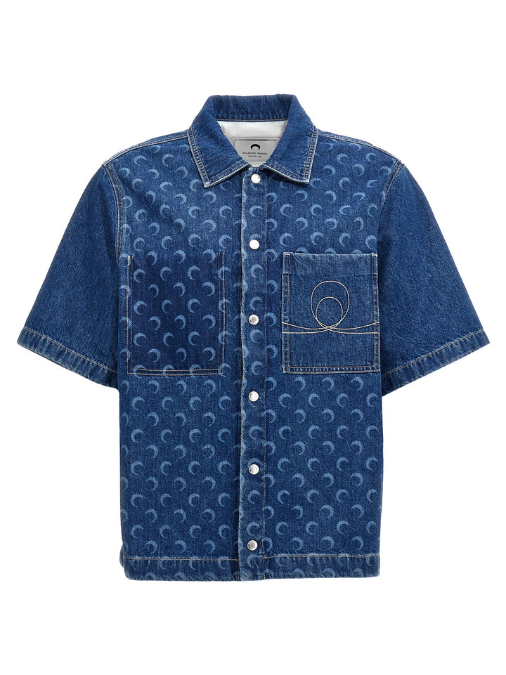 Logo Print Shirt Shirt, Blouse Blue