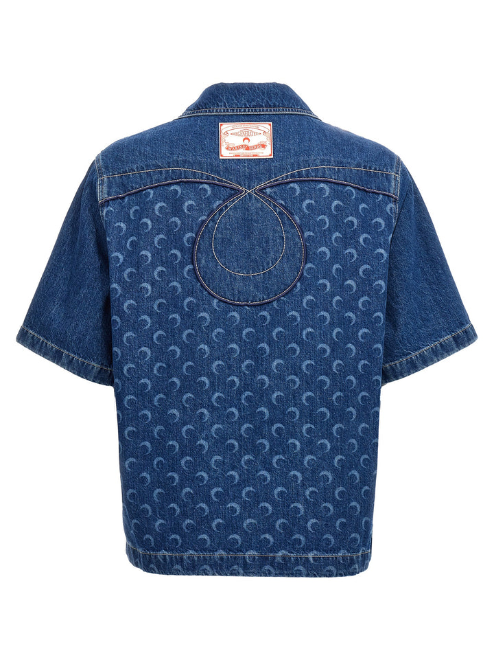 Logo Print Shirt Shirt, Blouse Blue