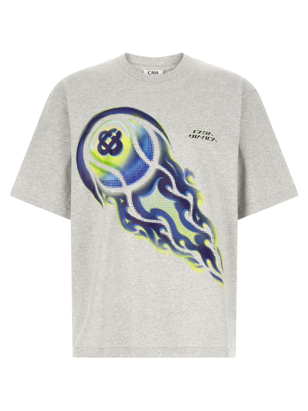 Flaming Tennis Ball T-Shirt Gray
