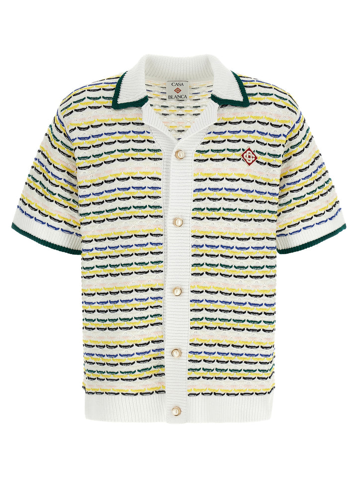 Casablanca Tuck Stitch Short Sleeve Shirt and Blouse - Multicolor | b6a331c72bbcfca9292862cb46ad1c2545d4df1b