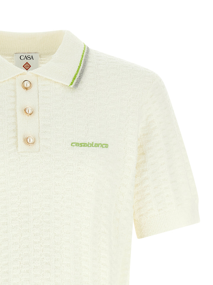 Casablanca Tennisbouclé Polo - White | a0654475c204747334c4c652bd9f839490356979