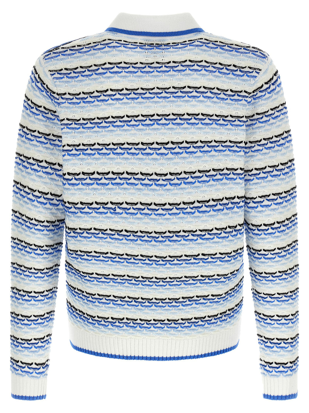Casablanca Tuck Stitch Long Sleeve Polo - Blue | 3a2ccb1a83e43177fe2fd0c499f7af794f418c56